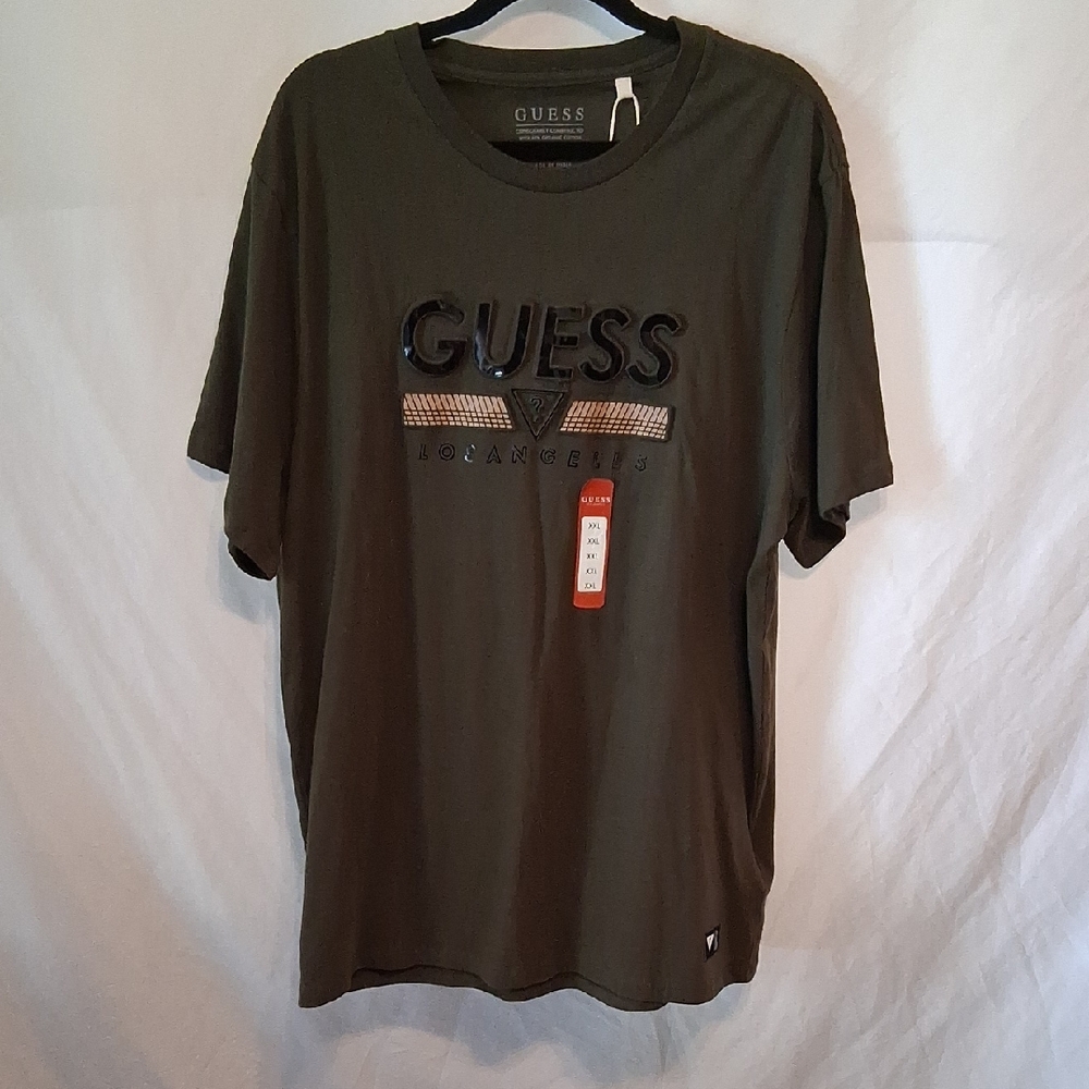 GUESS Olive Green Logo Short Sleeve Tee